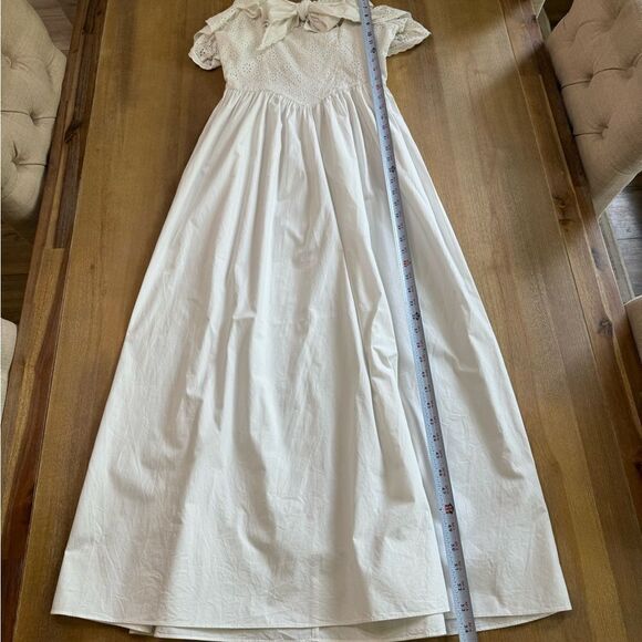 BATSHEVA A-Line Maxi Dress White Size 2 Eyelet Lace Ruffle‎ Corset Shape Bodice - Picture 12 of 15